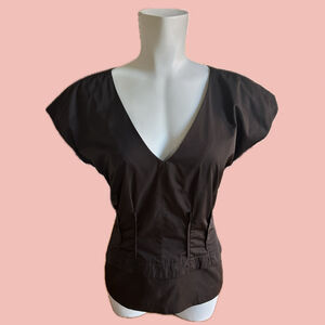 Andy The-Anh Structured V-Neck Top Size 6 Made in Canada